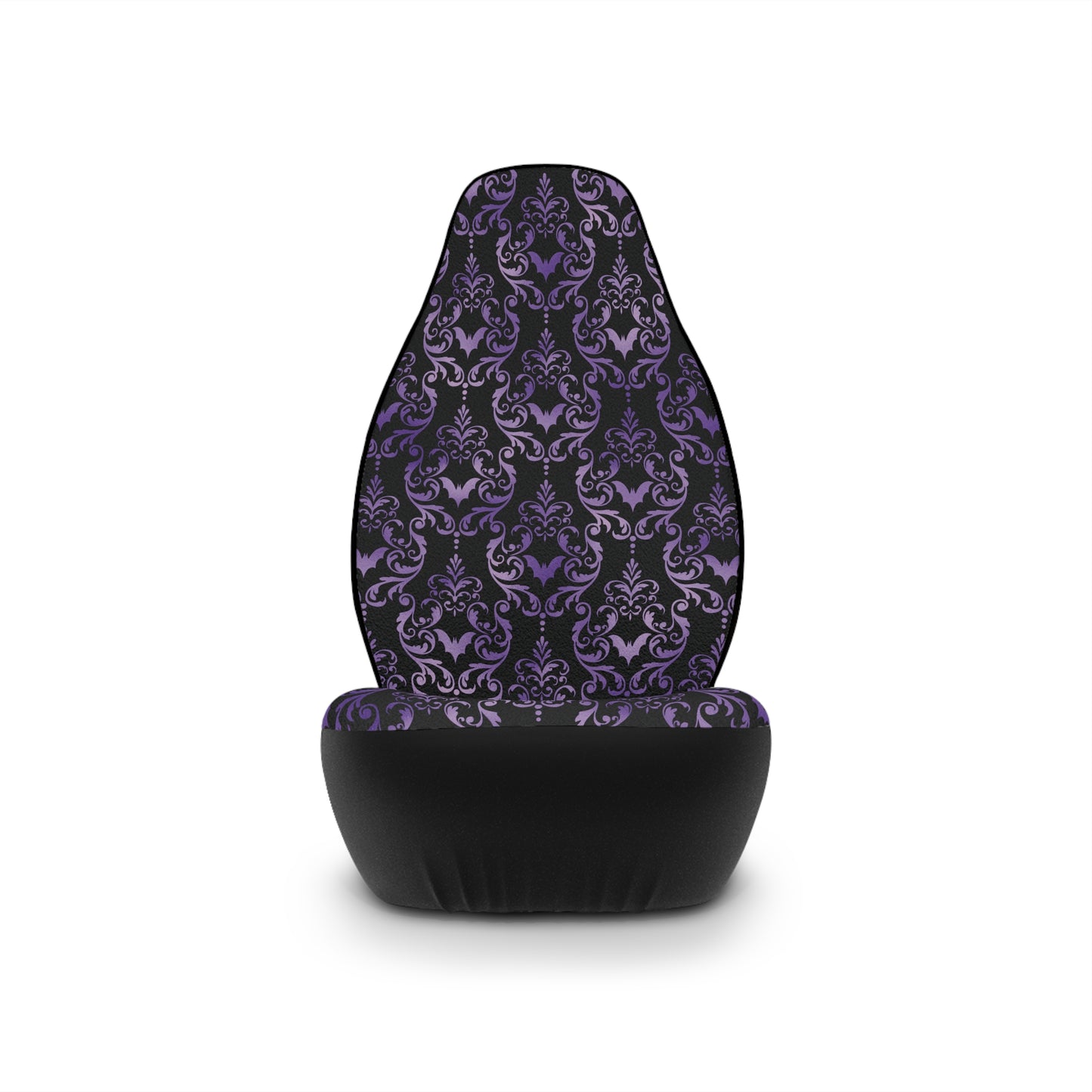 Dark Academia Damask Bat, Victorian Goth Inspired Purple & Black Glam Goth Car Seat Covers