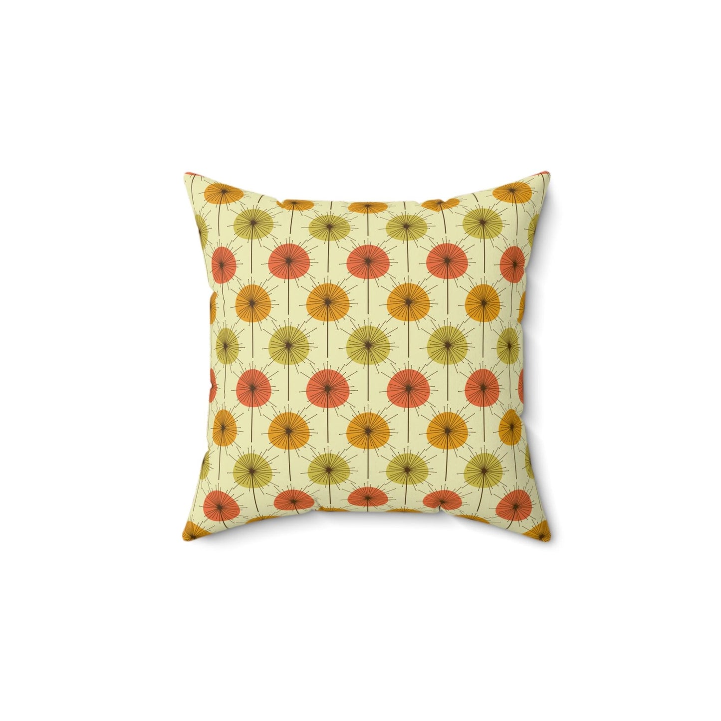 Retro Mid Century Mod Dandelion Yellow, Orange & Green Throw Pillow | lovevisionkarma.com