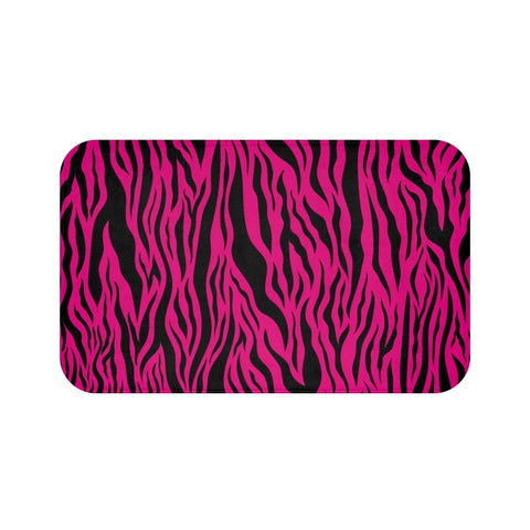Pink Tiger Stripe Animal Print Bath Mat