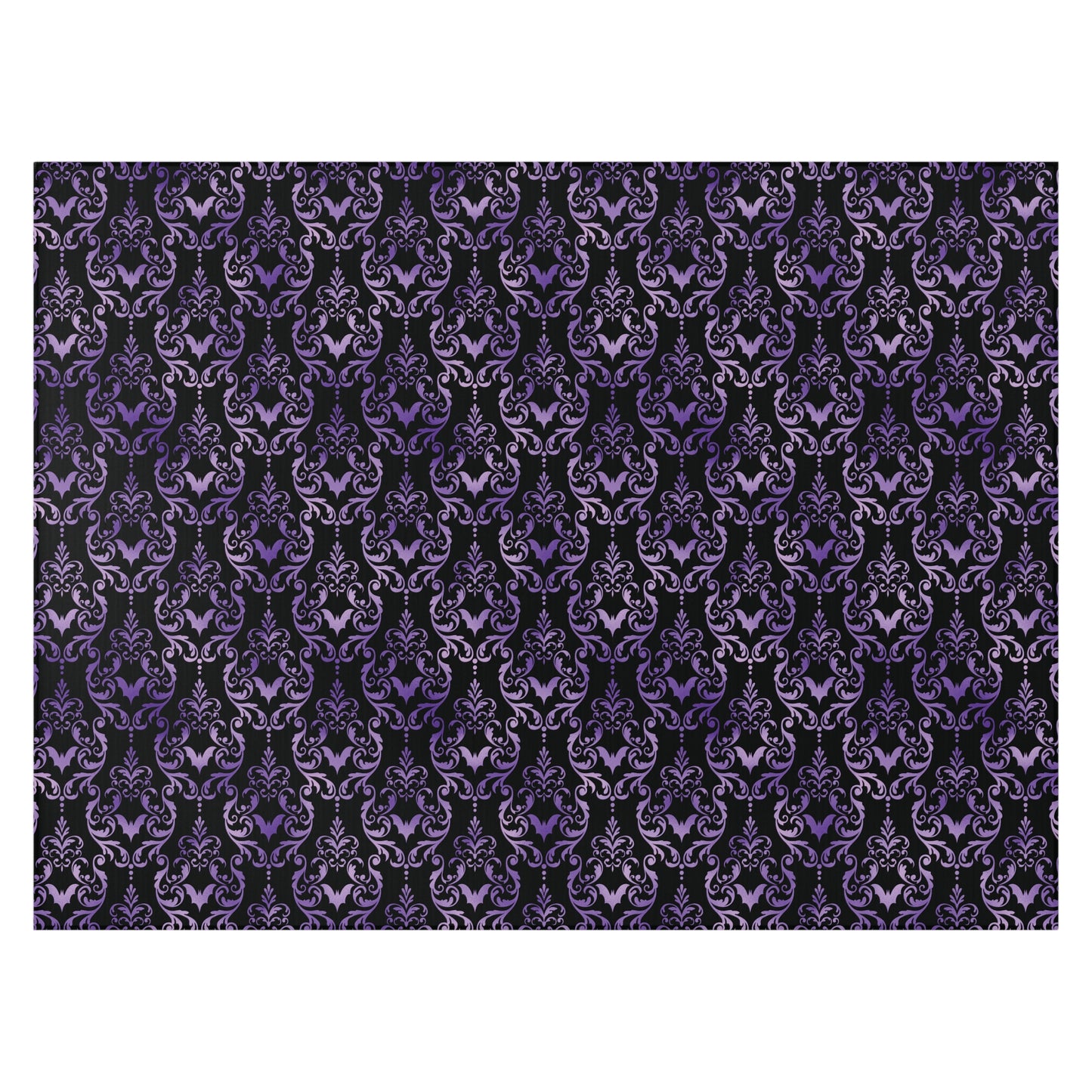 Victorian Goth Inspired Bat Damask Dark Academia Glam Goth Purple & Black Anti-Slip Accent Rug