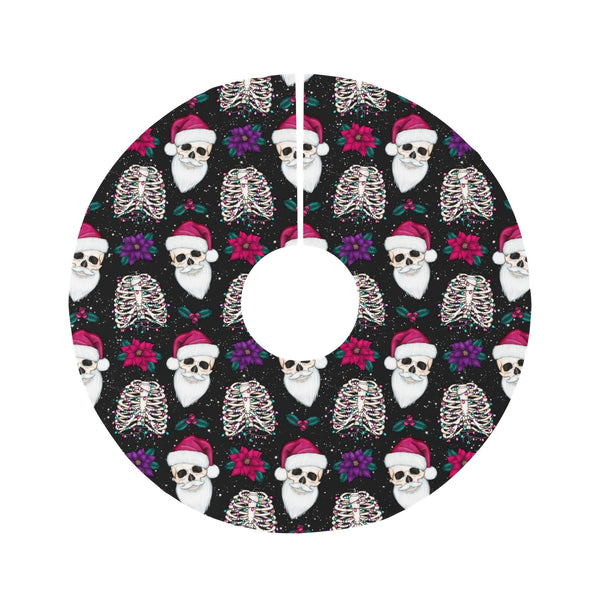 Goth Christmas, Santa Skull, Scary Creepy Christmas Black Tree Skirt