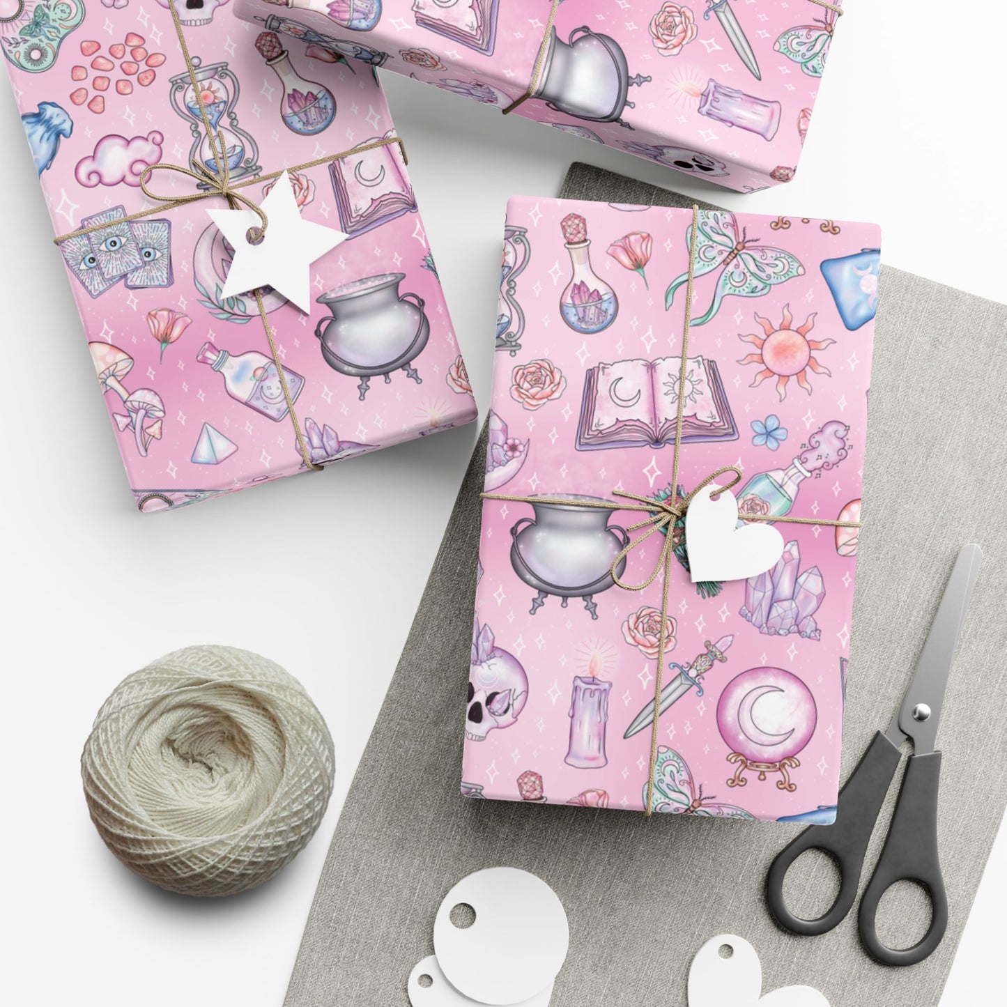 Witchy Pastel Goth Christmas, Kawaii Whimsigoth Pink Eco-Friendly Gift Wrap Paper