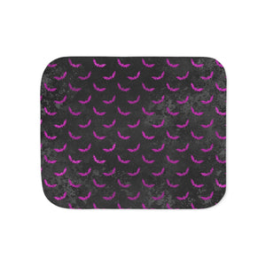Purple Bats, Distressed Black Halloween Sherpa Blanket