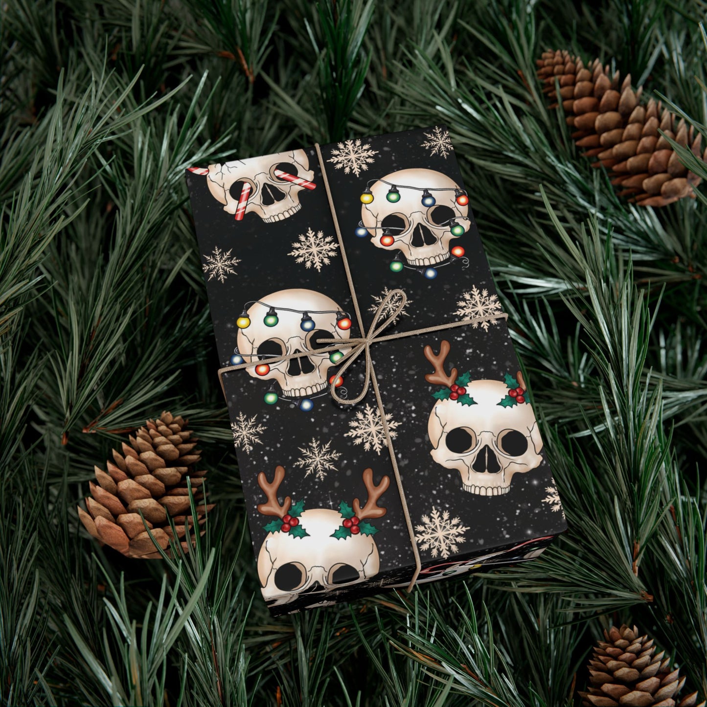 Goth Christmas Skulls, Gothmas & Creepmas Black Eco-Friendly Holiday Gift Wrap