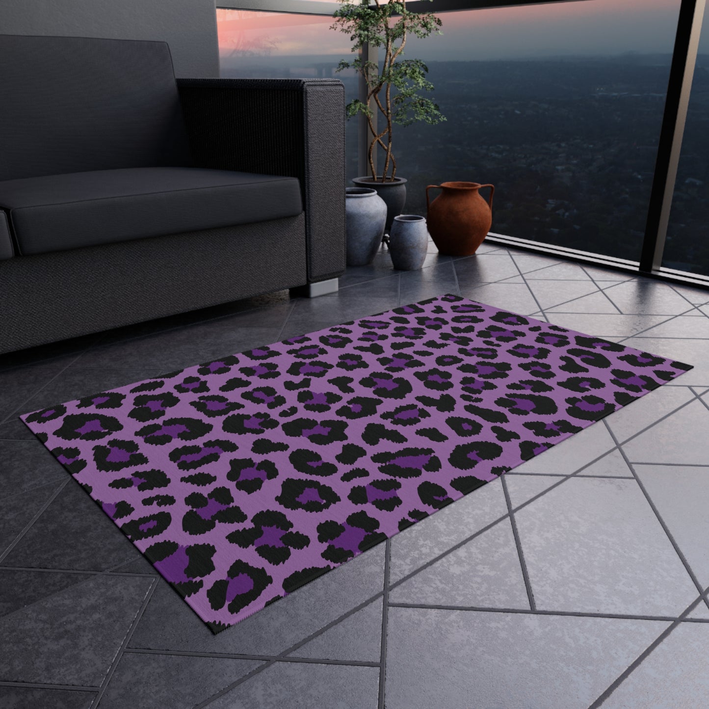 Purple Leopard Cheetah Animal Print Indoor/Outdoor Accent Rug