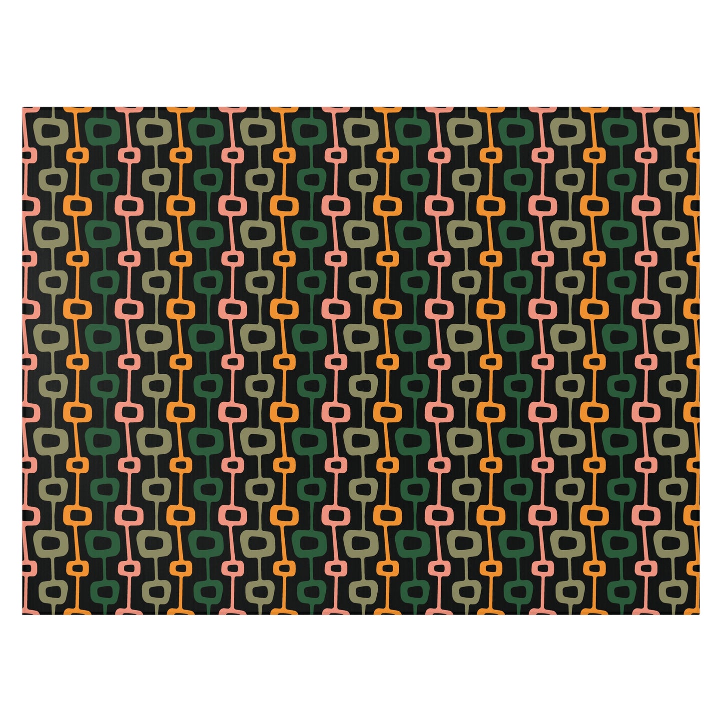 Retro Mod Abstract MCM Black, Green and Mustard Anti-Slip Accent Rug