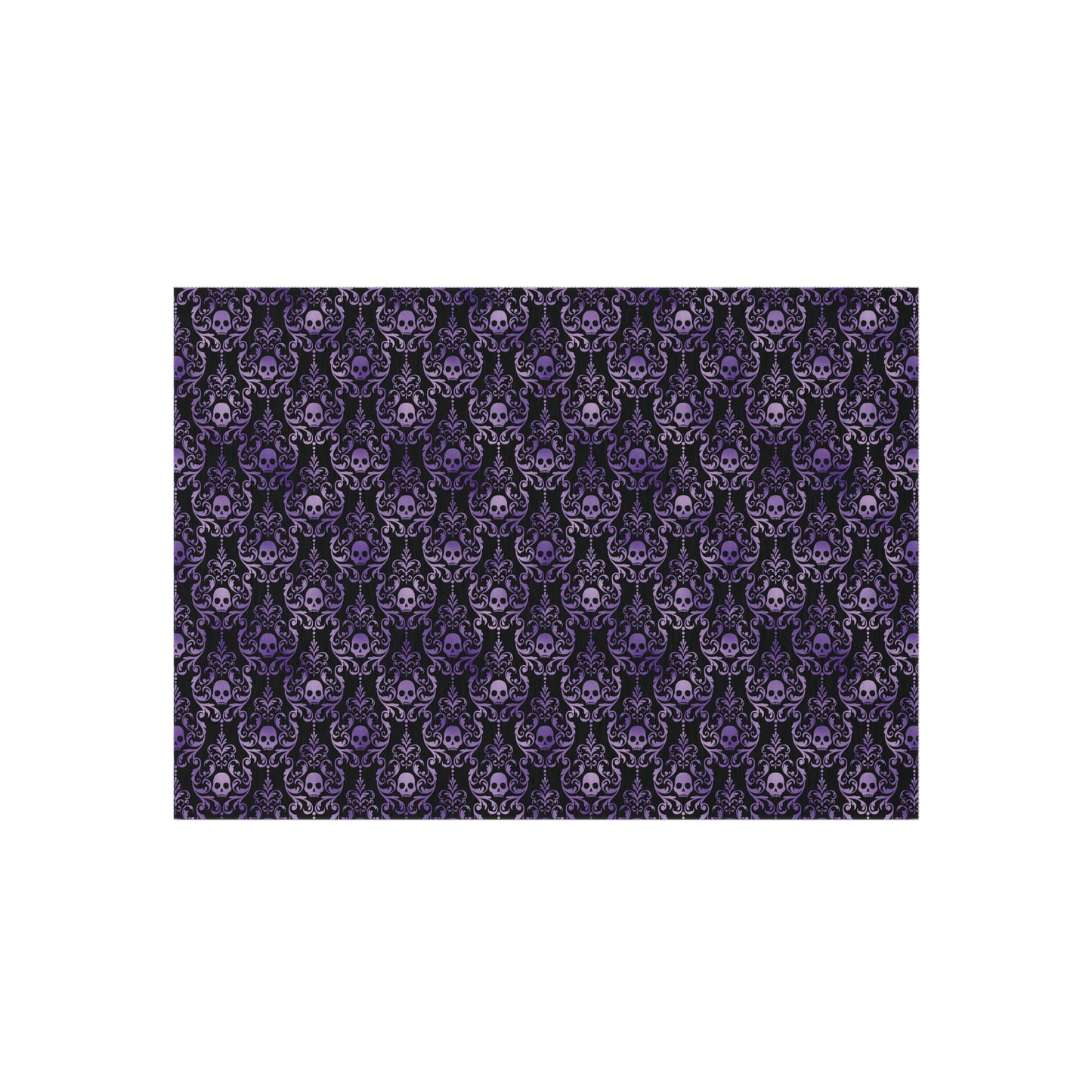 Victorian Goth Inspired Skull Damask Dark Academia Glam Goth Purple & Black Accent Rug