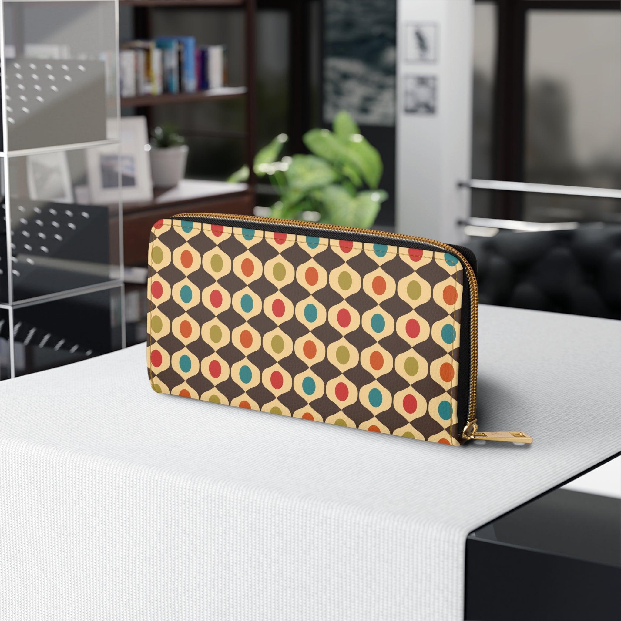 Retro Mid Century Mod Geometric Multicolor Zipper Wallet | lovevisionkarma.com