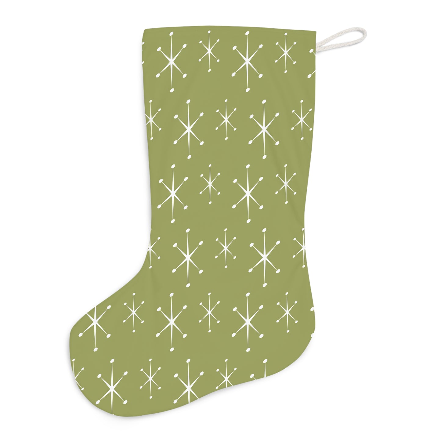 Retro 50s 60s Atomic Starburst Mid Century Mod Chartreuse Green Christmas Stocking