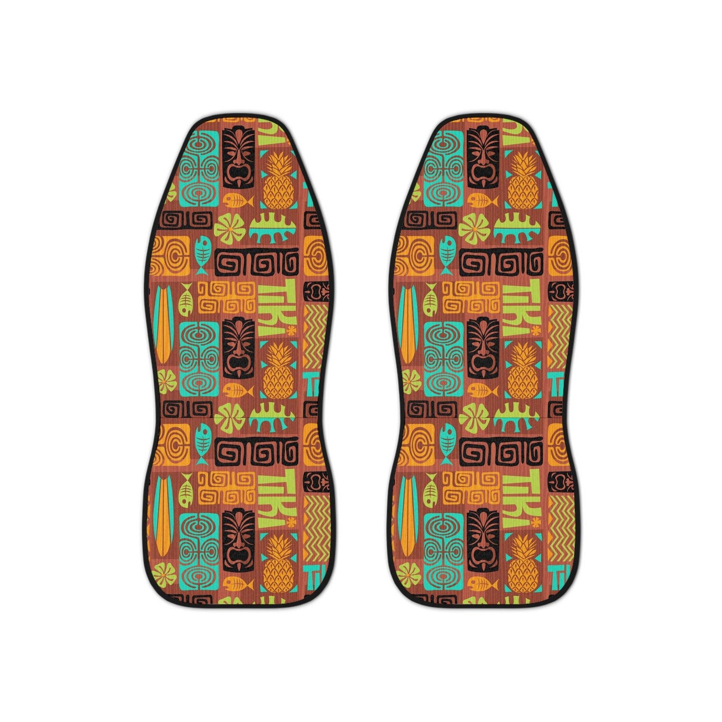 Retro Tiki 60's MCM Brown, Green and Blue Car Seat Covers | lovevisionkarma.com