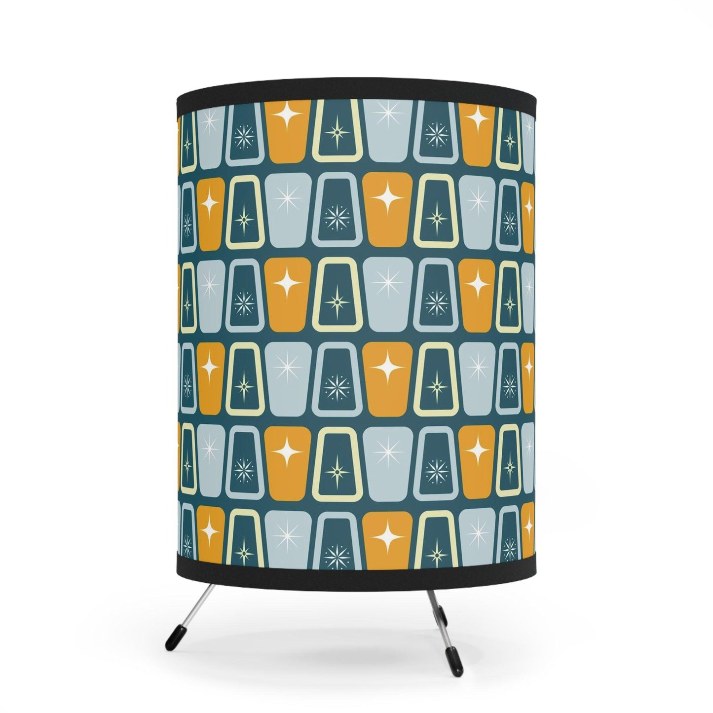 Atomic Burst Retro 50s Mid Century Blue & Mustard Tabletop Accent Lamp | lovevisionkarma.com