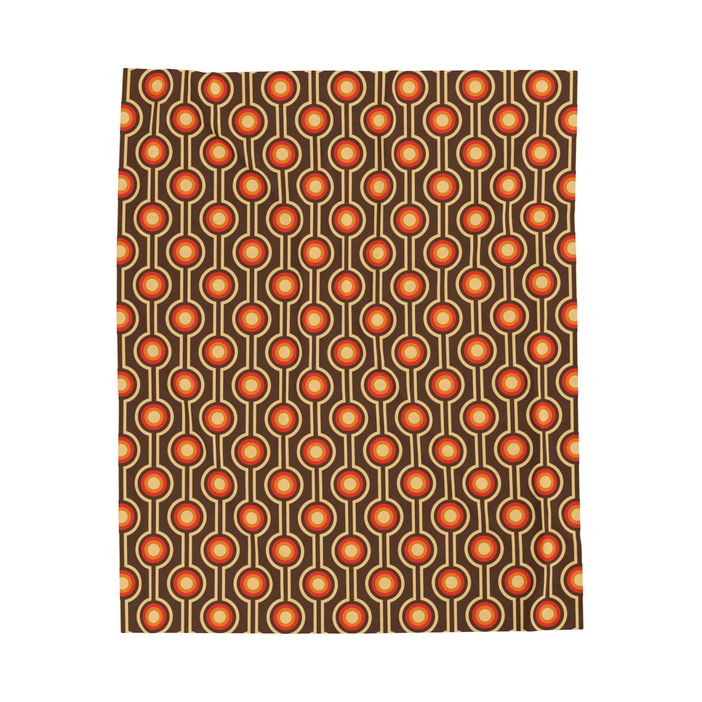 Retro 60's 70's Funky MCM Brown & Orange Velveteen Lightweight Blanket