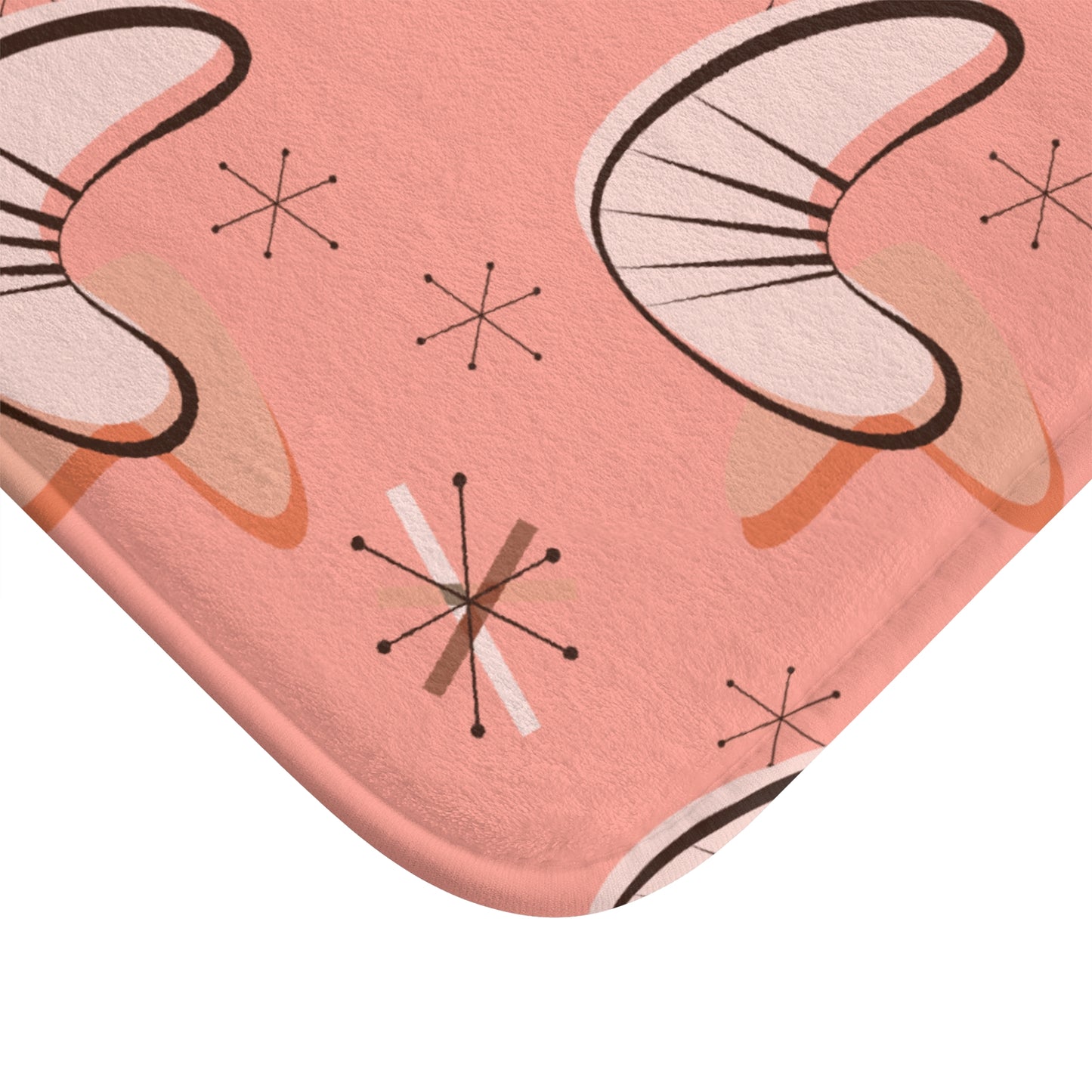 Retro 50s Pink Atomic Starburst and Boomerang MCM Bath Mat