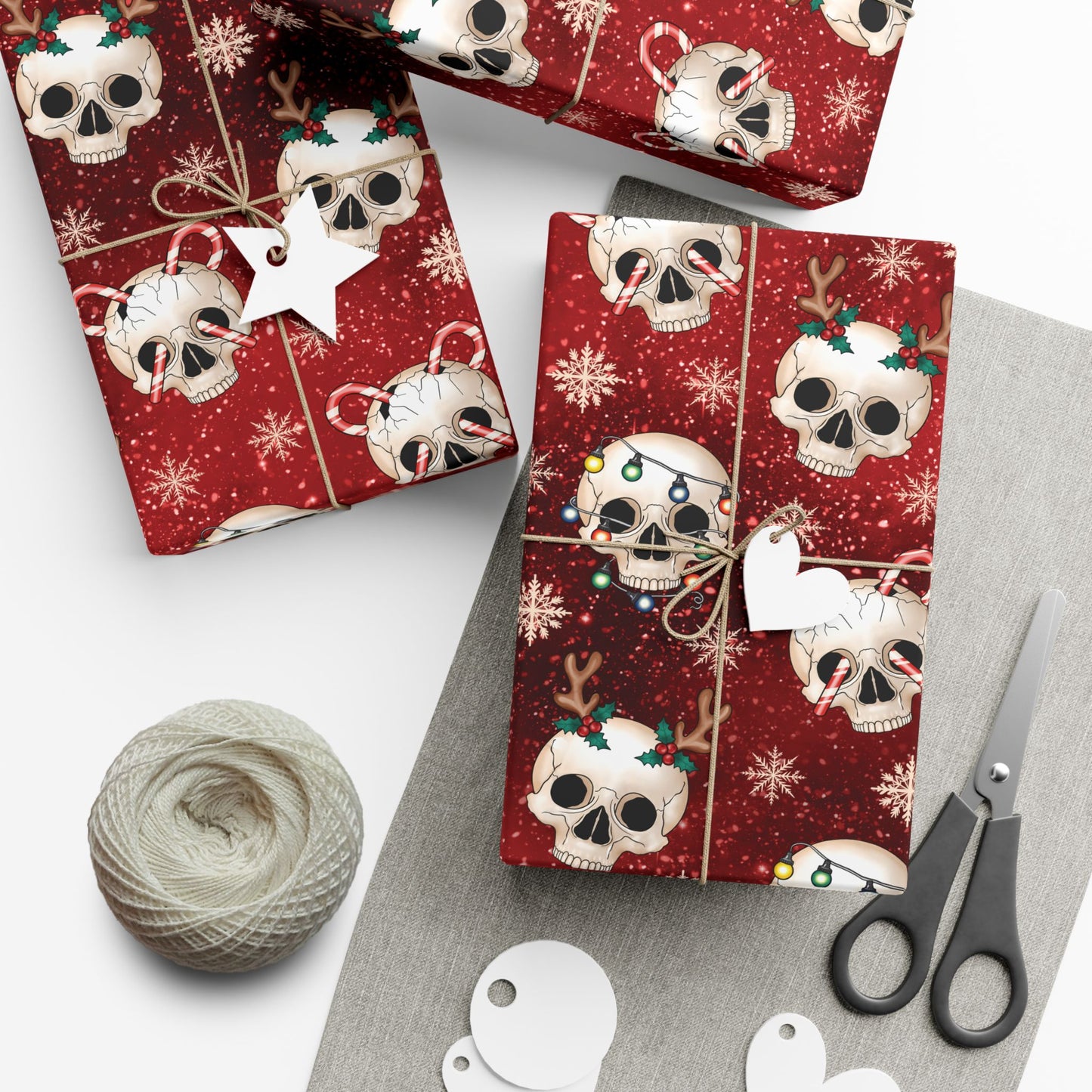Goth Christmas Skulls Festive Red Creepmas Eco-Friendly Gift Wrap