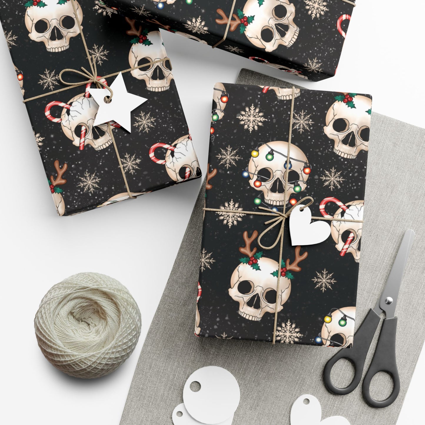 Goth Christmas Skulls, Gothmas & Creepmas Black Eco-Friendly Holiday Gift Wrap