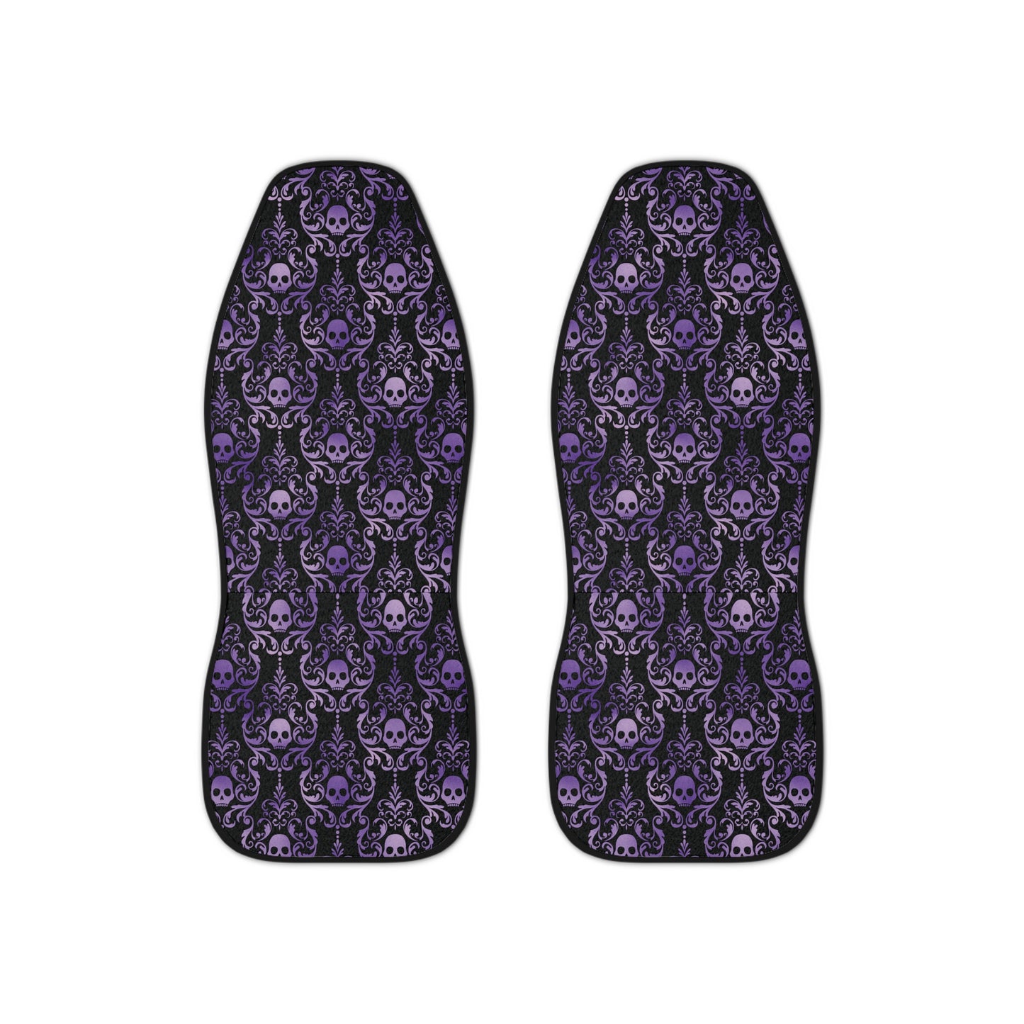 Dark Academia Damask Skull, Victorian Goth Inspired Purple & Black Glam Goth Car Seat Covers