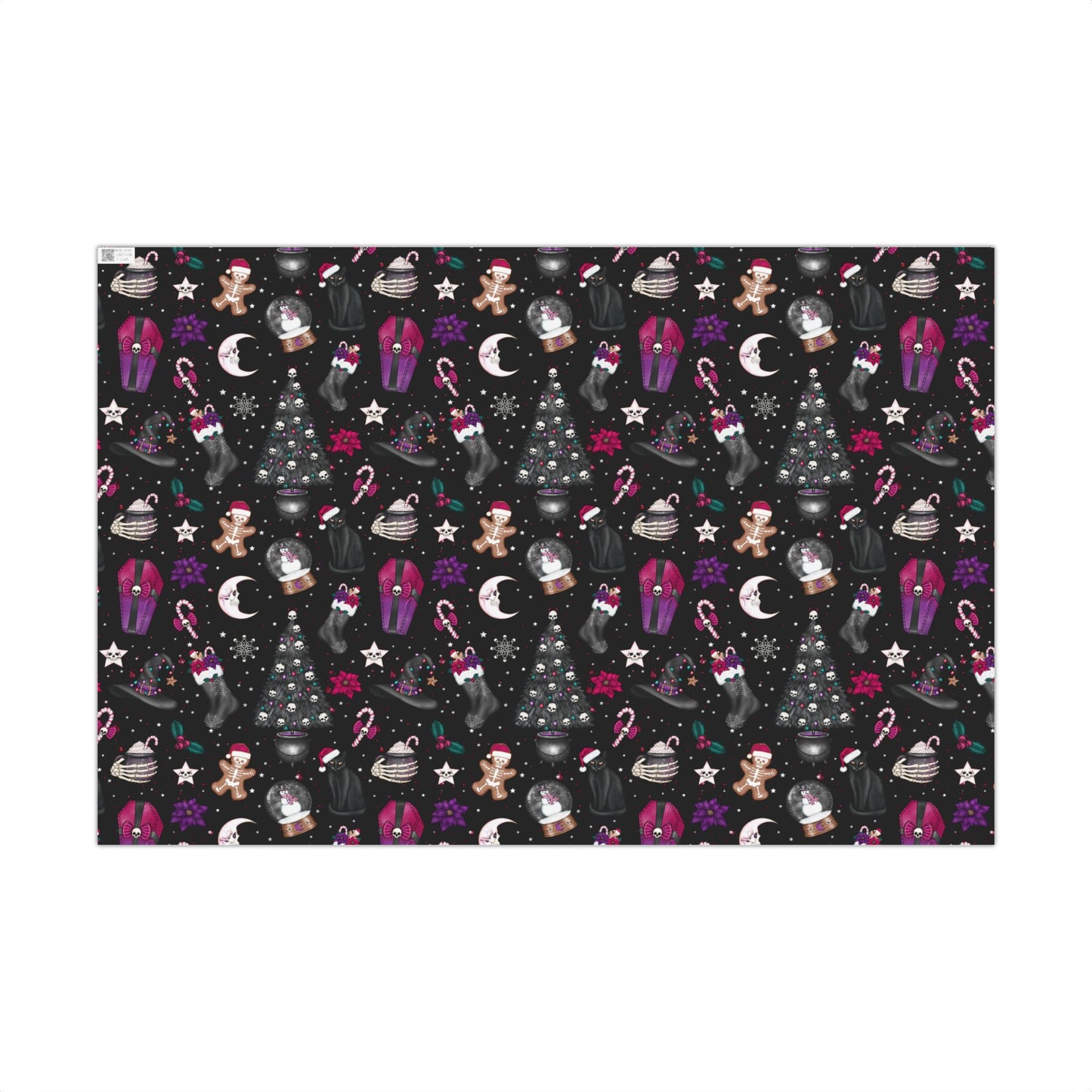 Kitschy Goth Christmas, Creepmas Whimsigoth Black Eco-friendly Gift Wrap