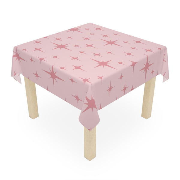 Retro 50s Pink Atomic Starbursts Mid Century Modern Tablecloth