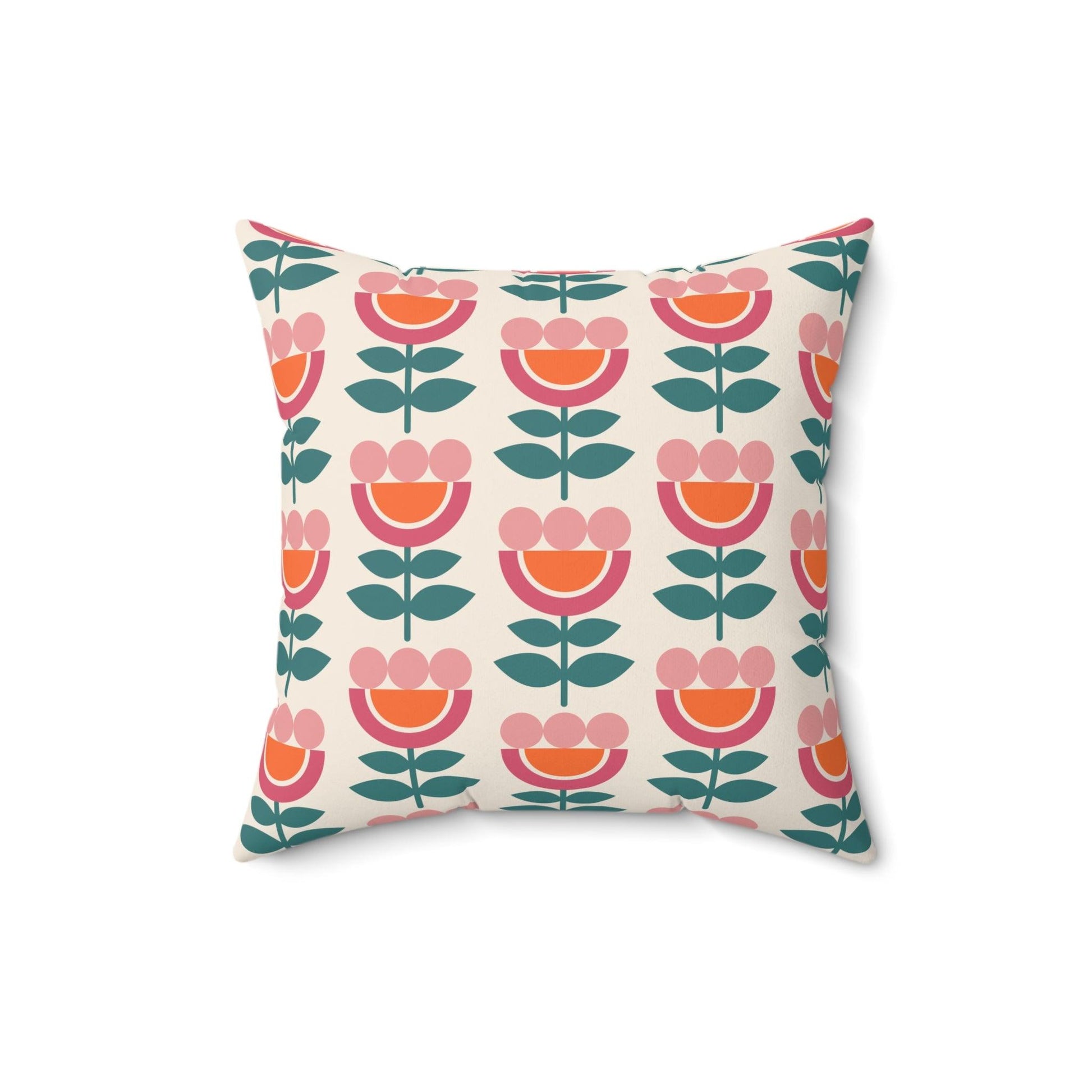 Retro Danish Flowers Scandinavian Mid Century Mod Multicolor Throw Pillow | lovevisionkarma.com