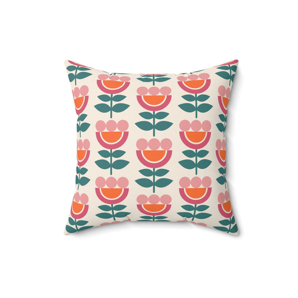 Retro Danish Flowers Scandinavian Mid Century Mod Multicolor Throw Pillow