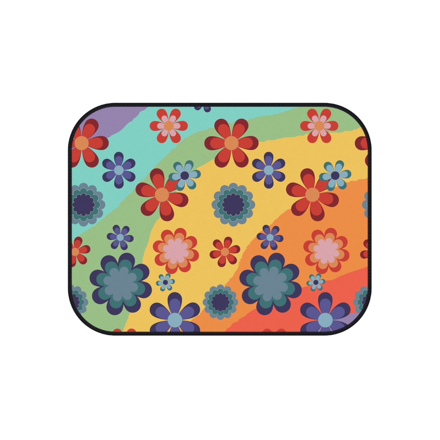 Cute and Groovy Hippie Flowers Retro 60's MCM Car Mats (Set of 4)