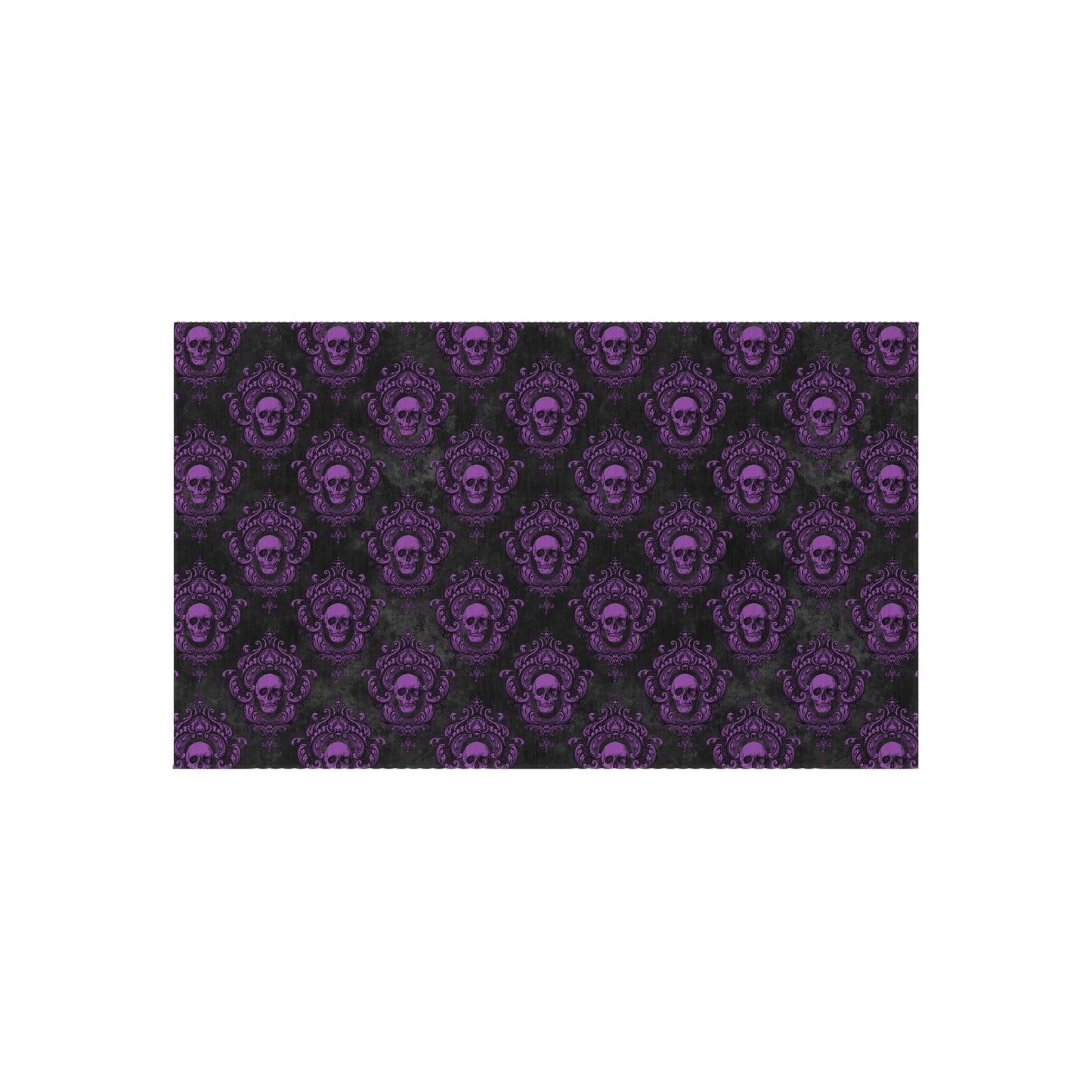 Gothic Purple Skulls, Victorian Glam Goth, Dark Academia Anti-Slip Indoor/Outdoor Accent Rug