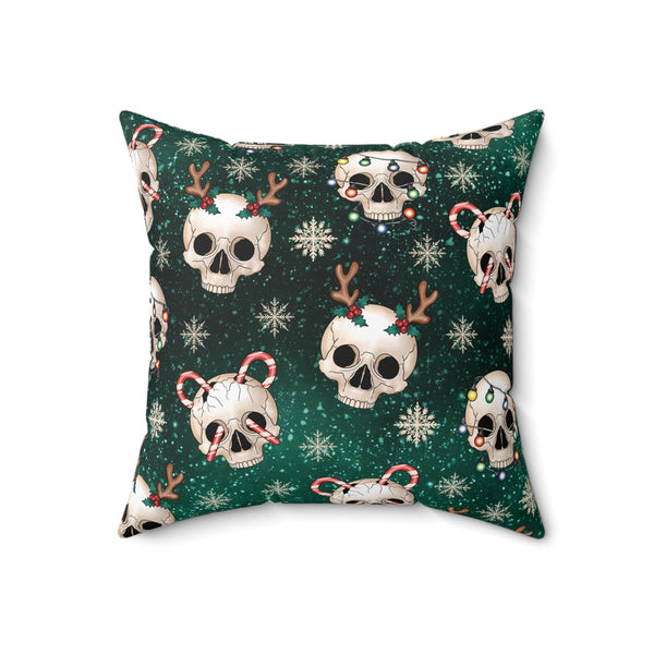 Kitschy Goth Christmas Skulls Green Gothmas & Creepmas Holiday Accent Pillow | lovevisionkarma.com