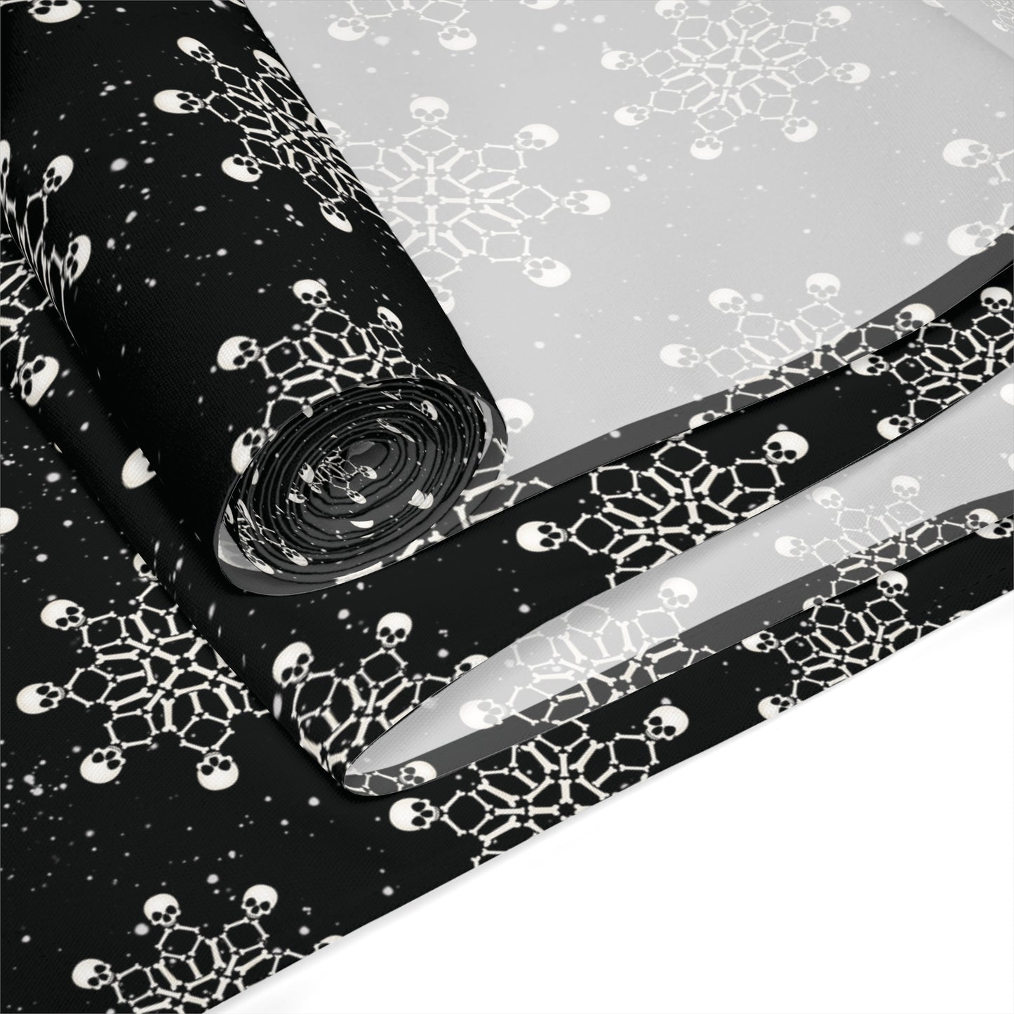 Goth Christmas Skull Snowflakes Creepmas Black Holiday Table Runner