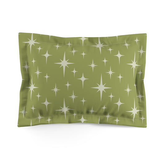 Retro 50s Atomic Starburst Mid Century Modern Chartreuse Green Pillow Sham