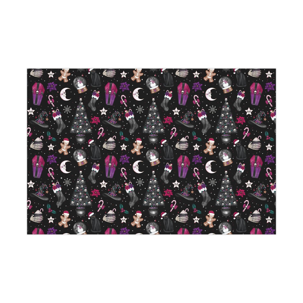 Santa Skull Goth Christmas Eco-Friendly Black Wrapping Paper