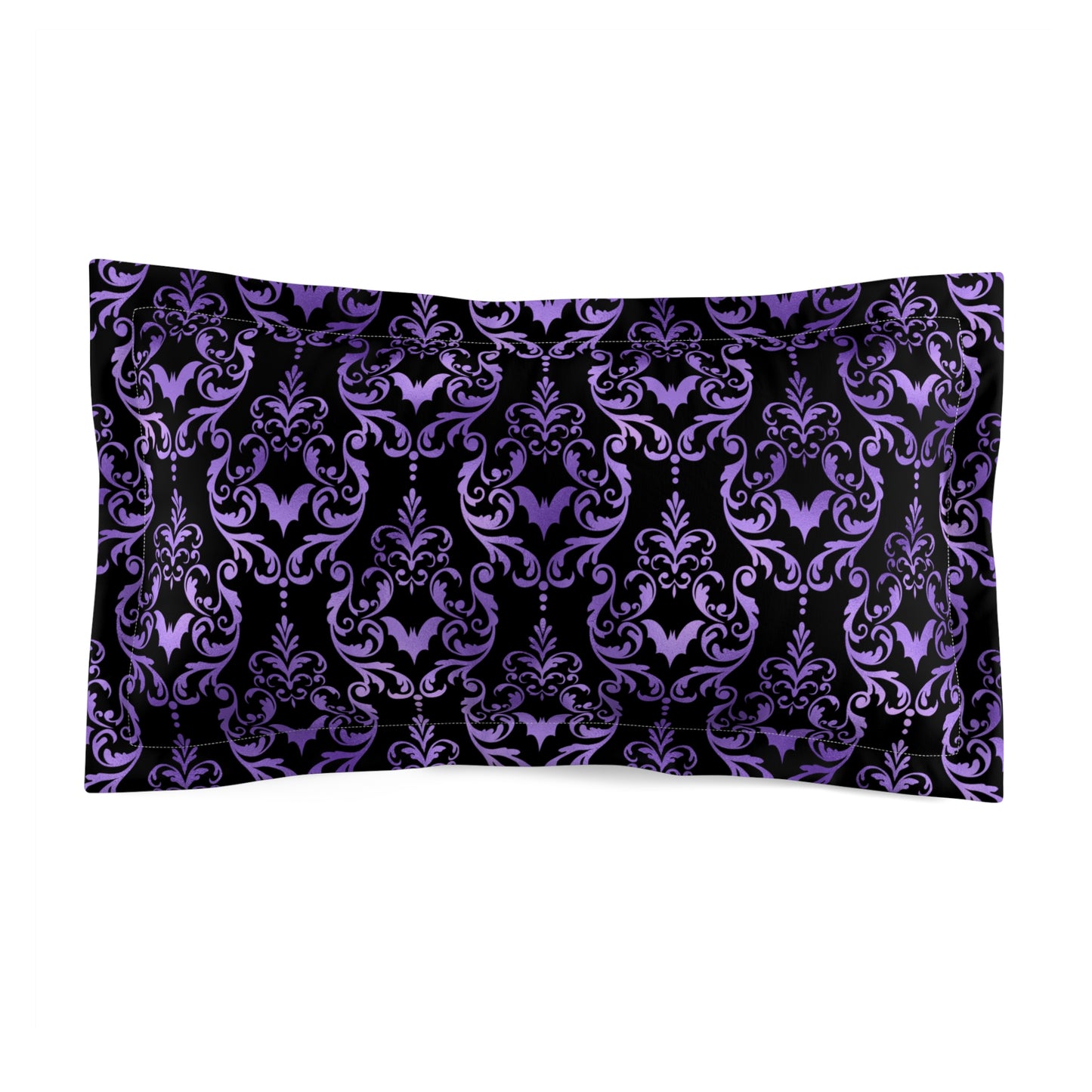 Goth Damask Purple Bats Halloween Glam Goth Black Pillow Sham