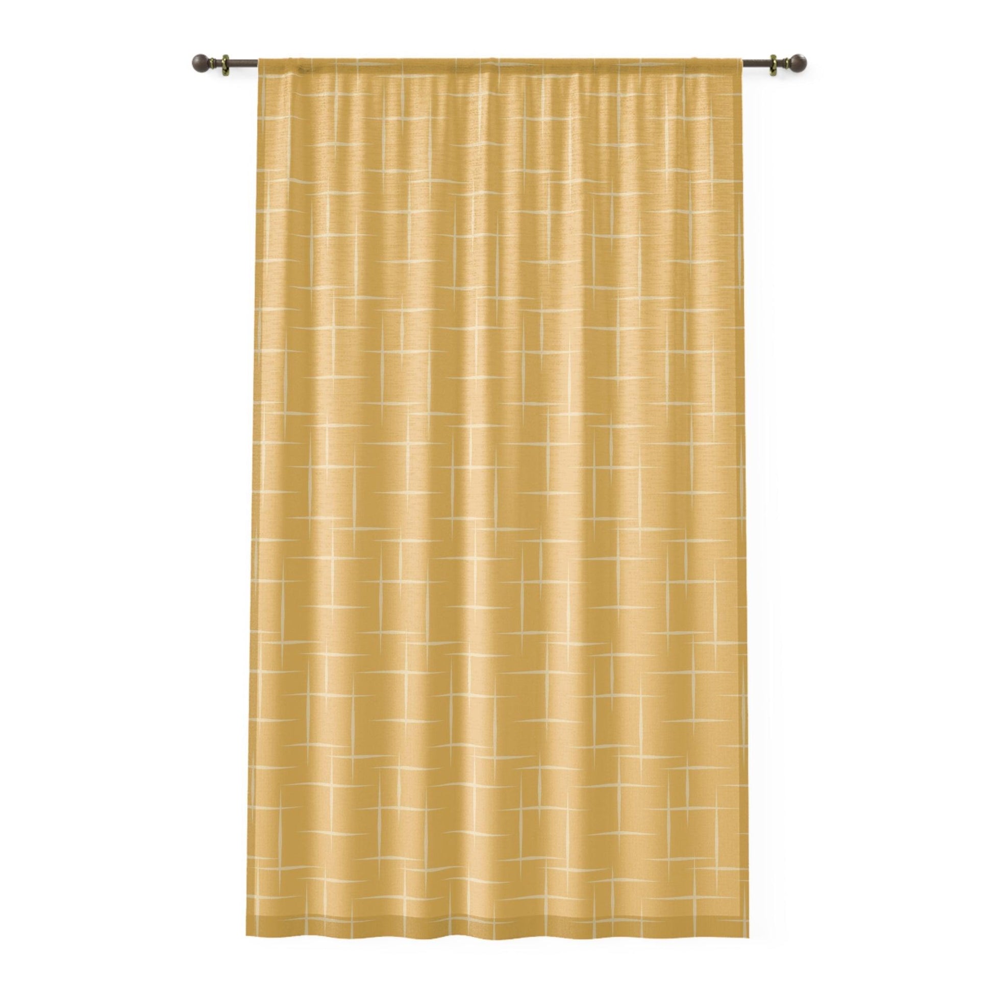 Retro 50s Yellow Mid Century Modern Sheer Window Curtain | lovevisionkarma.com