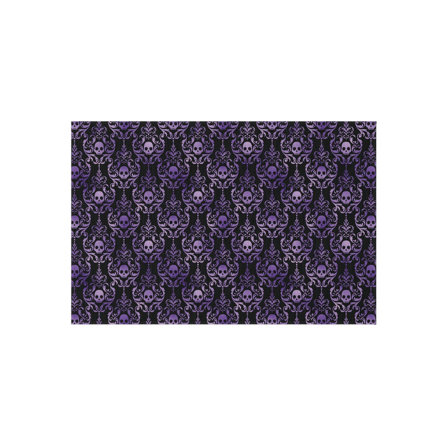 Victorian Goth Inspired Skull Damask Dark Academia Glam Goth Purple & Black Accent Rug