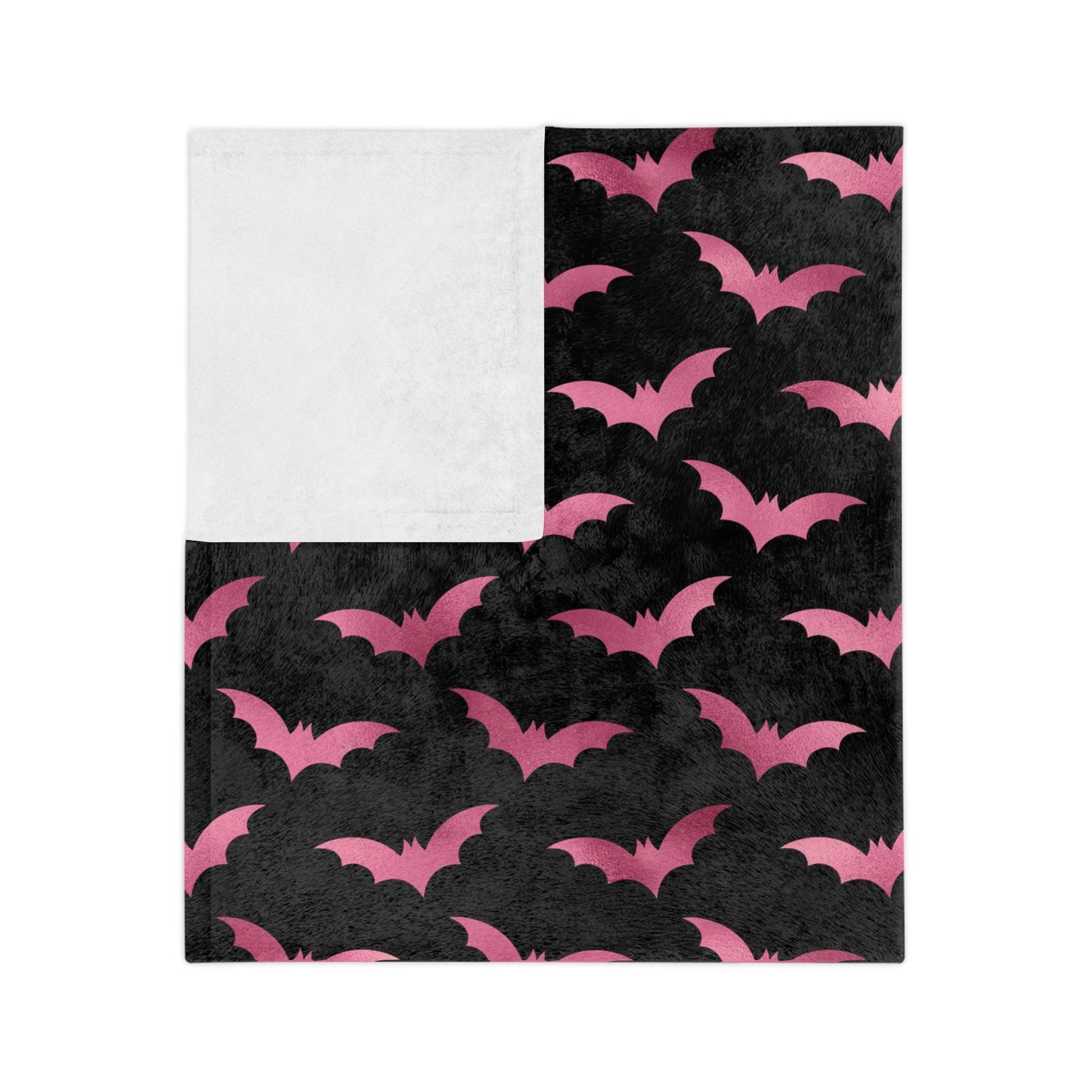 Pink Bats Creepy Halloween Glam Goth Witchy Velveteen Minky Blanket | lovevisionkarma.com