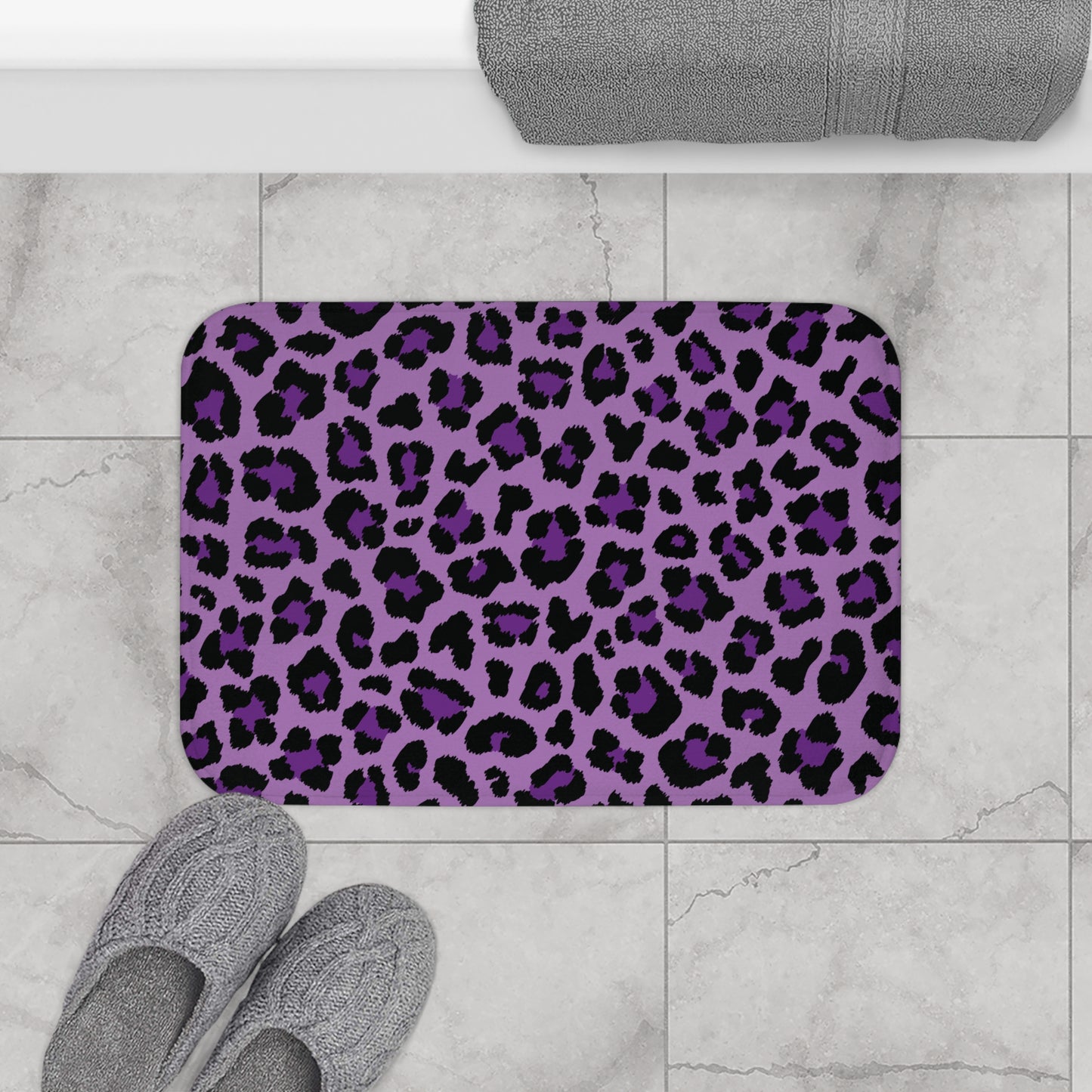 Purple Leopard Spots Animal Print Cheetah Bath Mat