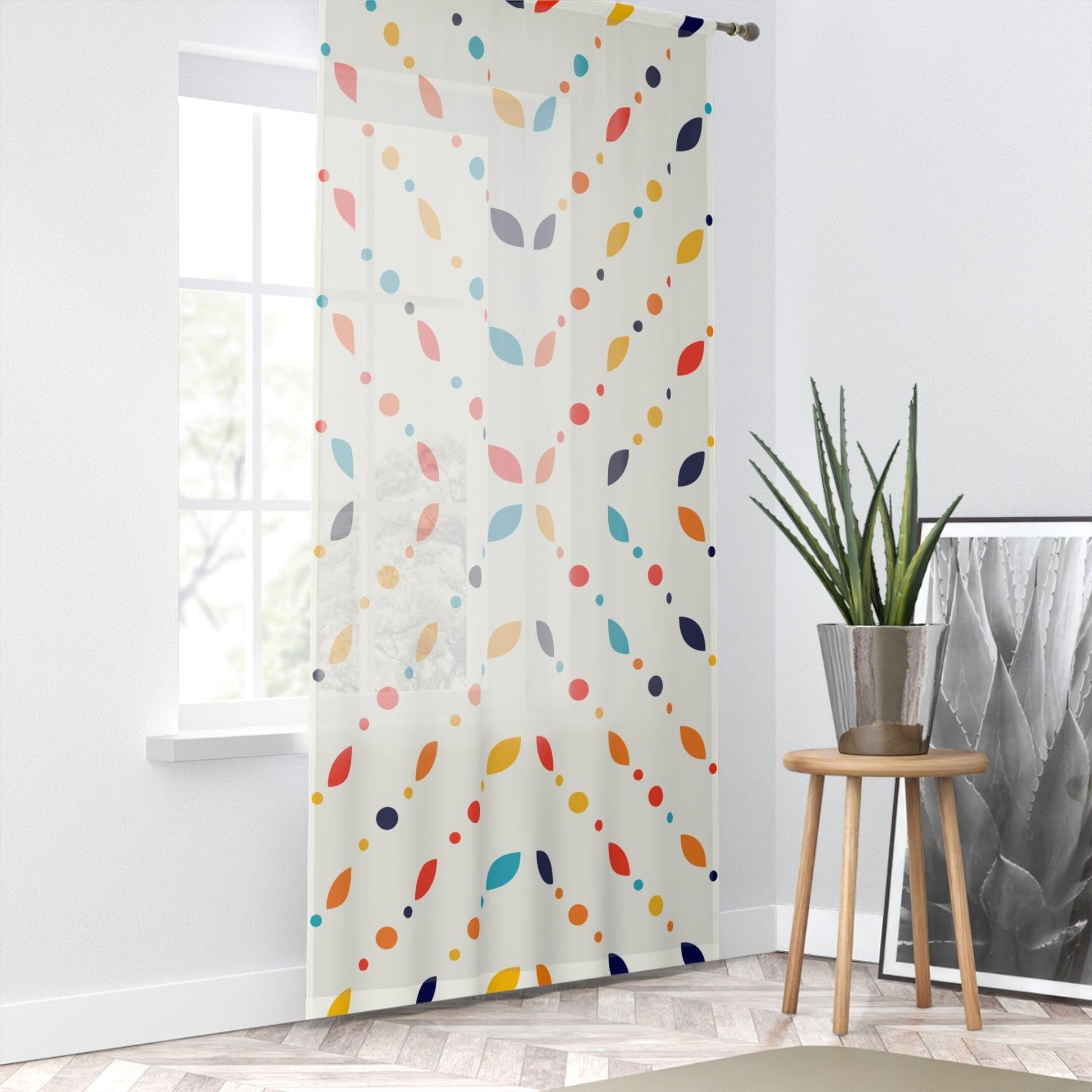 Retro Mid Century Modern Minimalist Multicolor Sheer Window Curtain | lovevisionkarma.com