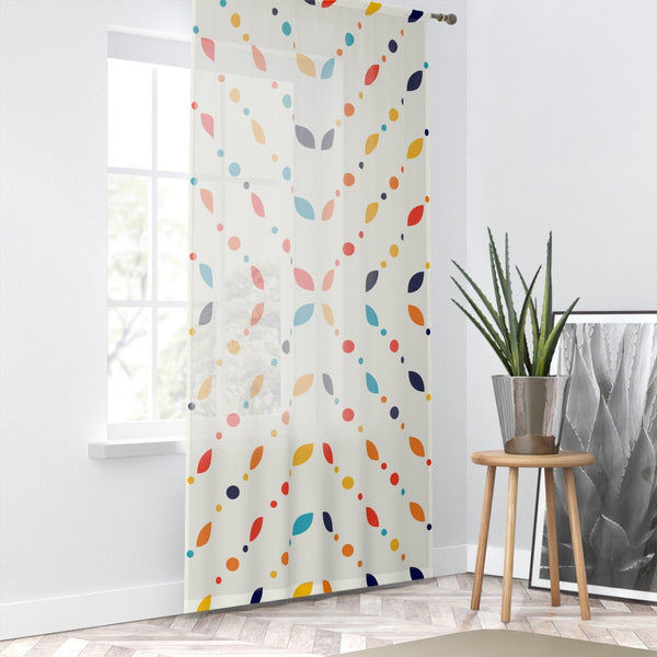 Retro Mid Century Modern Minimalist Multicolor Sheer Window Curtain