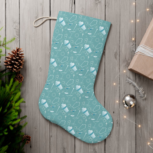 Retro 50s Mid Century Mod Martinis Blue Christmas Stocking