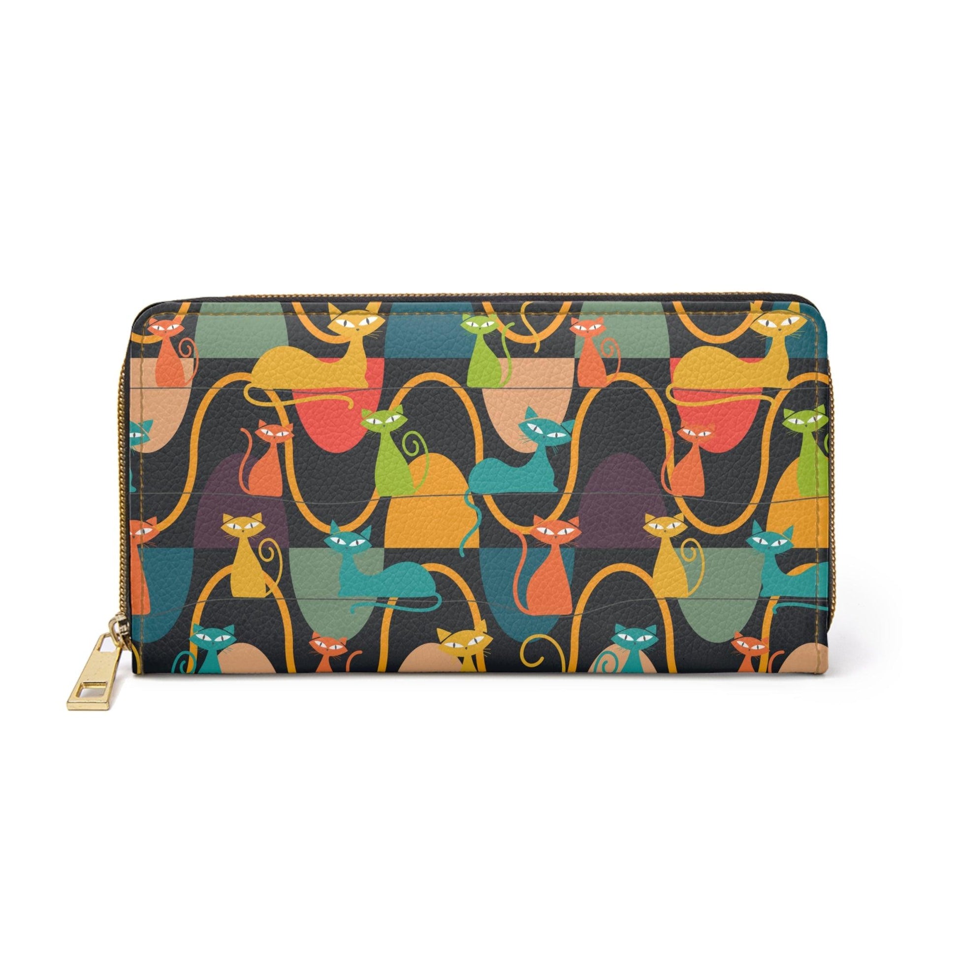 Retro 50's Atomic Cats Mid Century Mod Multicolor Zipper Wallet | lovevisionkarma.com