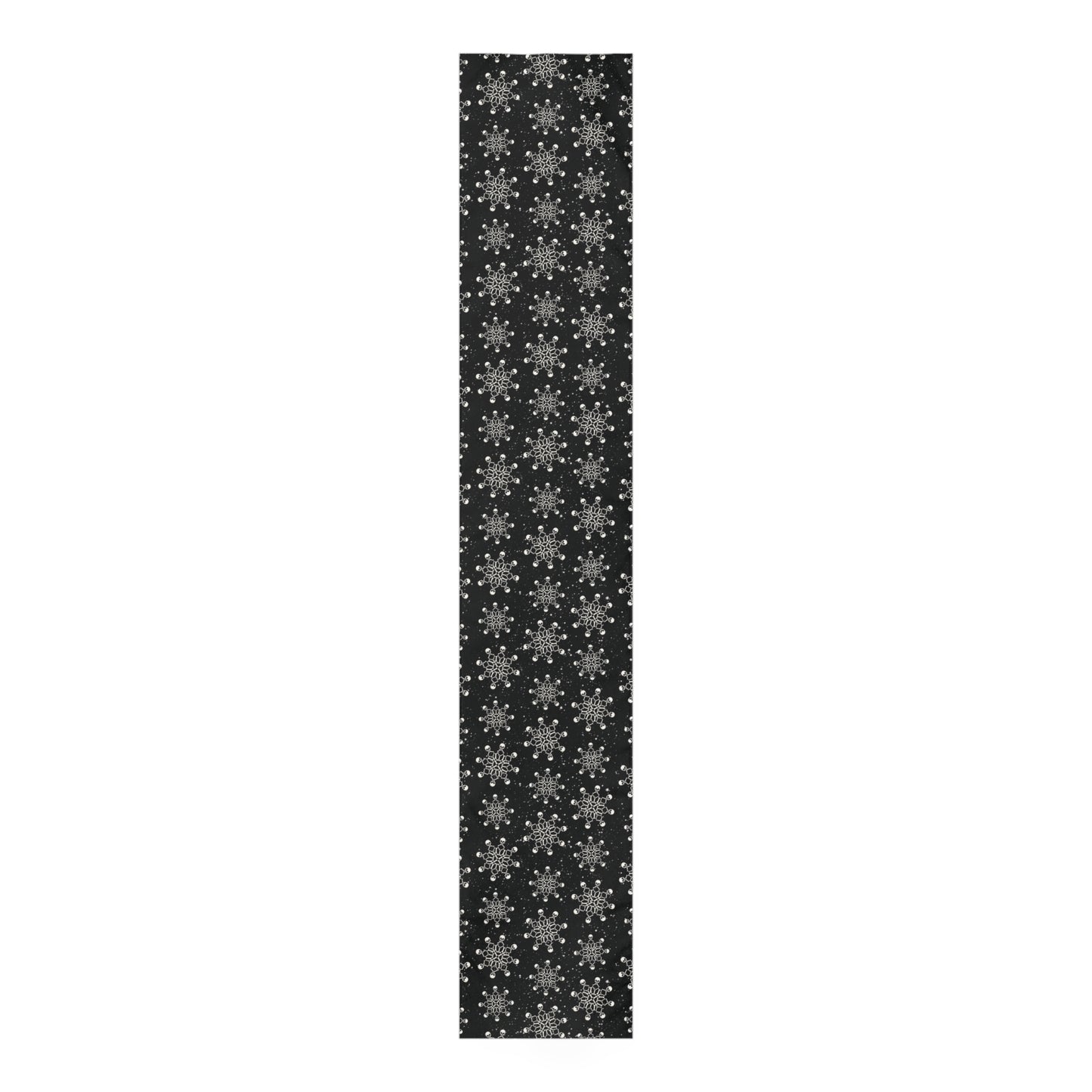 Goth Christmas Skull Snowflakes Creepmas Black Holiday Table Runner