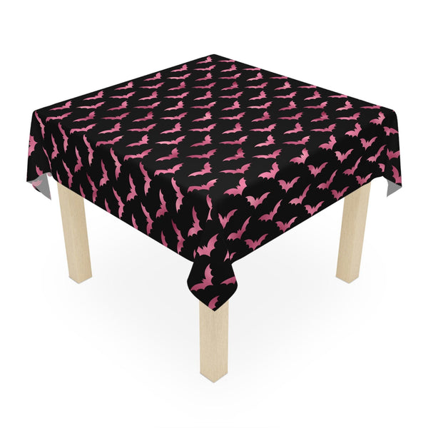 Pink Bats Halloween Glam Goth Black Tablecloth | lovevisionkarma.com