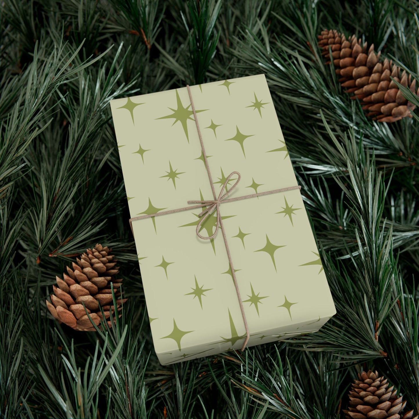 Retro 50's Atomic Starburst Mid Century Mod Green Eco-Friendly Gift Wrap