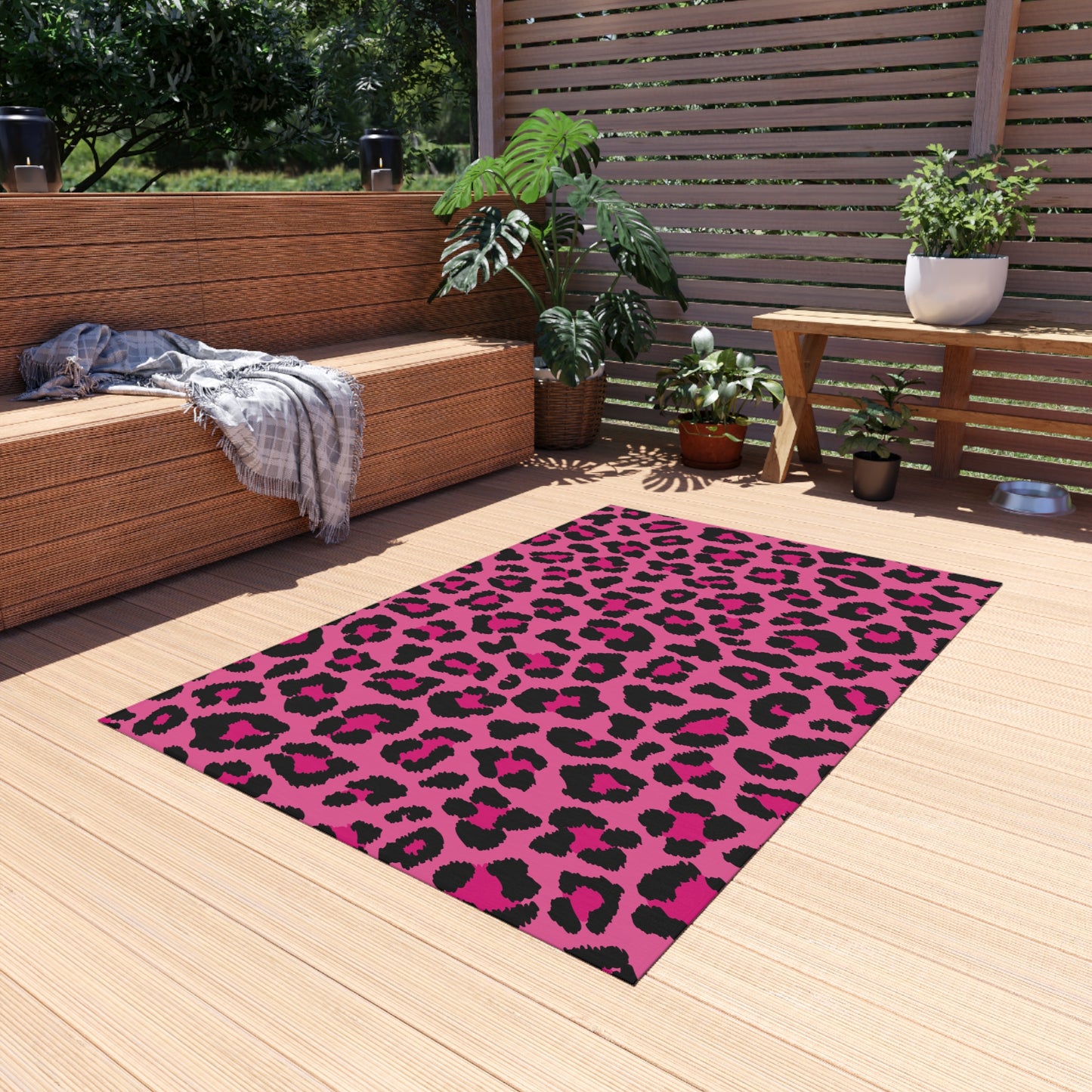 Pink Leopard Cheetah Animal Print Indoor/Outdoor Accent Rug