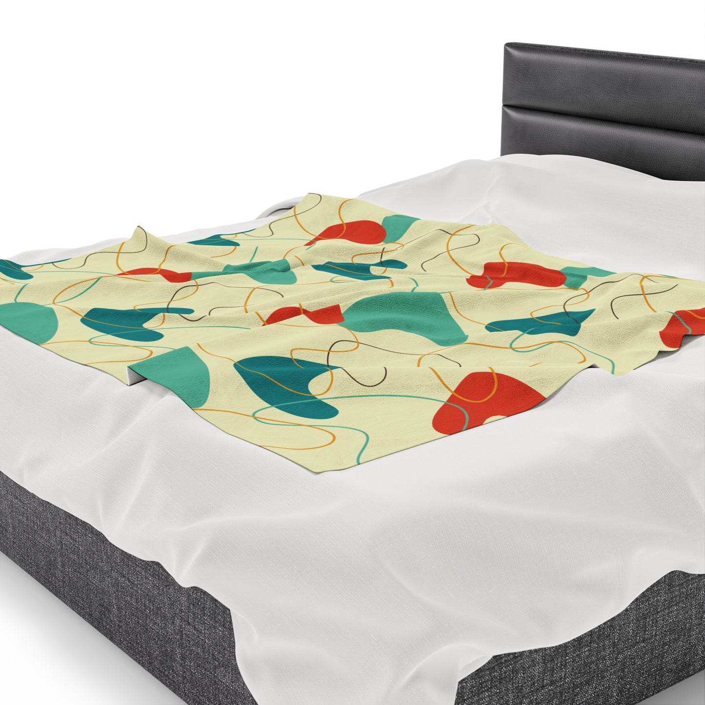 Retro 50's Atomic Boomerang Mid Century Mod Multicolor Velveteen Lightweight Blanket