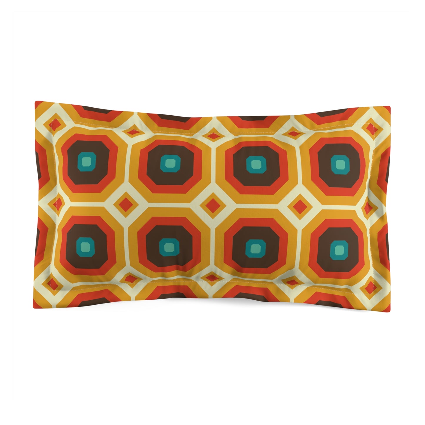 Retro 60s 70s Funky Mid Century Mod Orange & Brown Pillow Sham