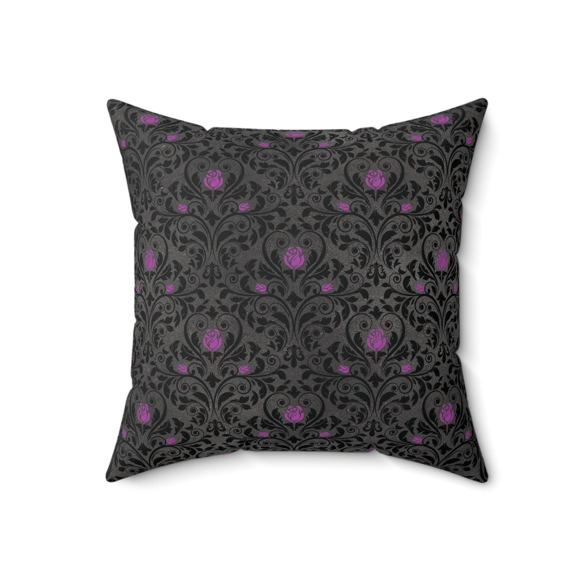 Victorian Goth Damask Purple & Black Halloween, Dark Academia Throw Pillow | lovevisionkarma.com