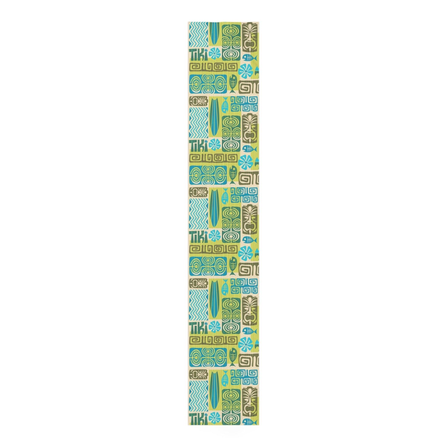 Retro Tiki 60s Mid Century Mod Green & Blue Table Runner | lovevisionkarma.com