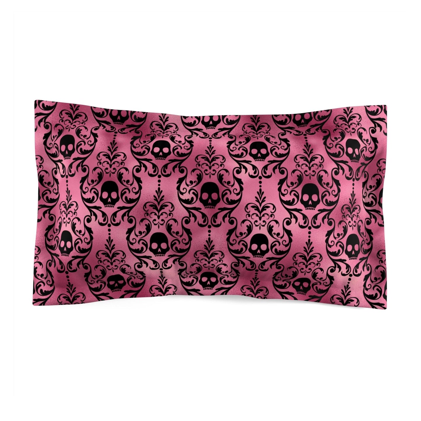 Goth Black Skulls Damask Halloween Glam Goth Pink Pillow Sham | lovevisionkarma.com