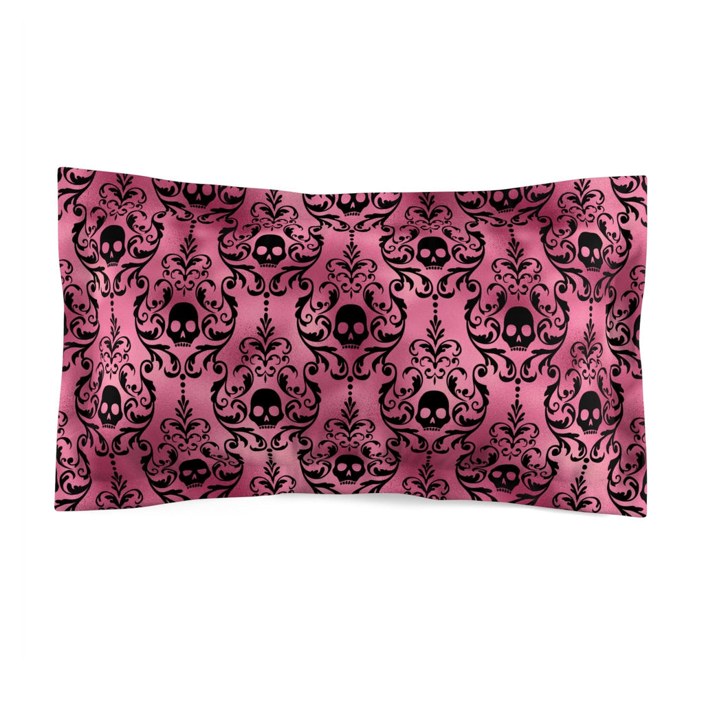 Goth Pink Skull Damask Halloween Glam Goth Black Throw Pillow