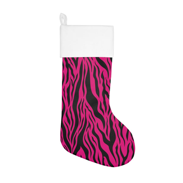 Pink Tiger Stripe Animal Print Christmas Stocking